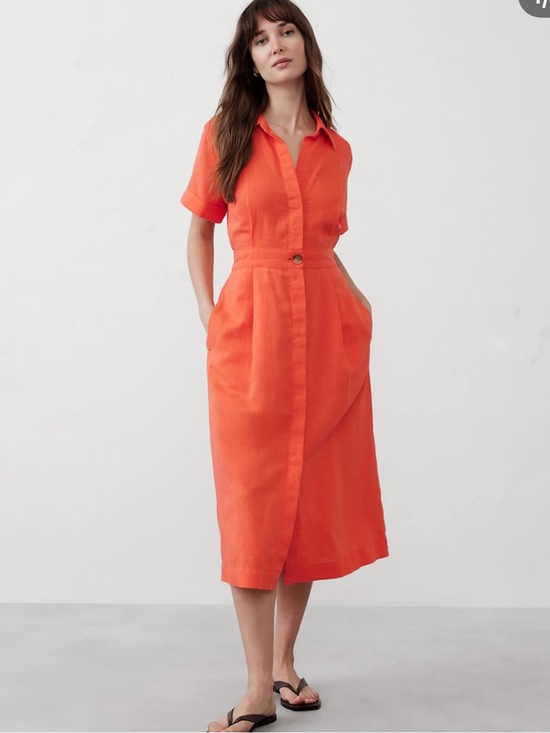 Banana Republic Dresses & Skirts - Banana Republic NWT❗️Red Orange Midi Shirt Dress